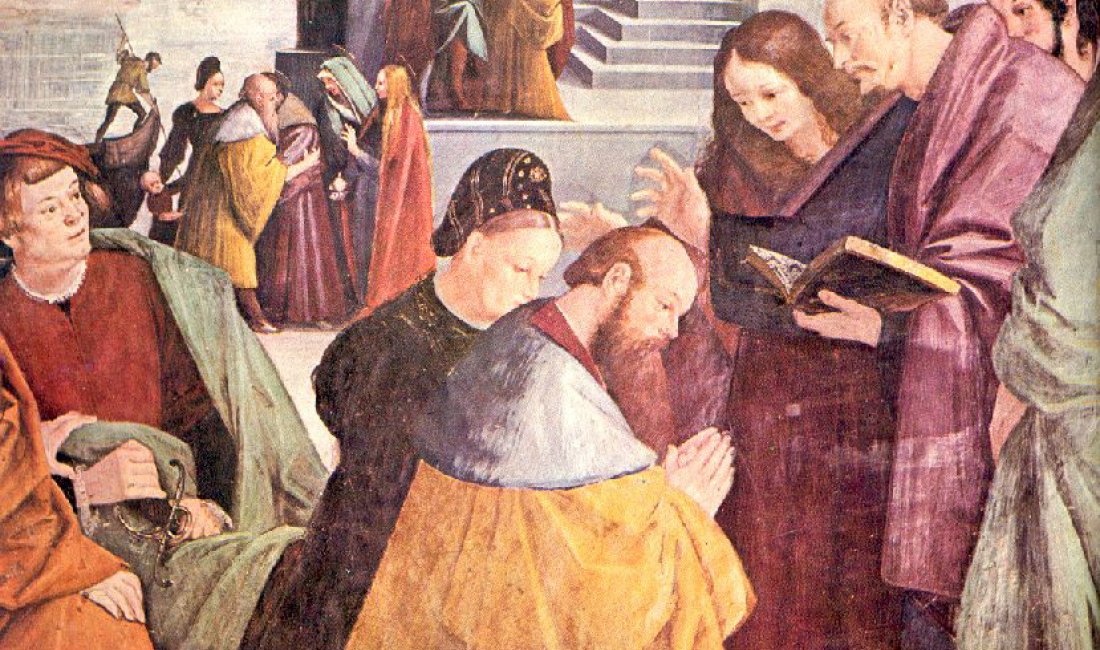 Gaudenzio Ferrari: dettaglio del Battesimo dei principi di Marsiglia. Vercelli, Chiesa di San Cristoforo