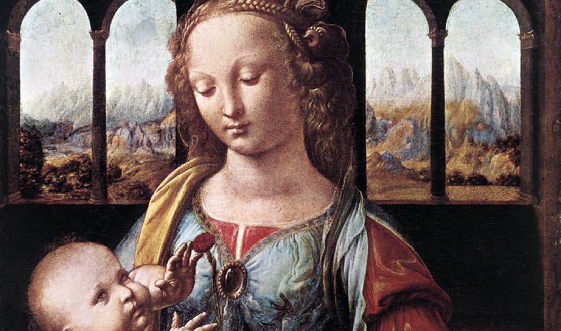 Leonardo da Vinci, Madonna del garofano (particolare)