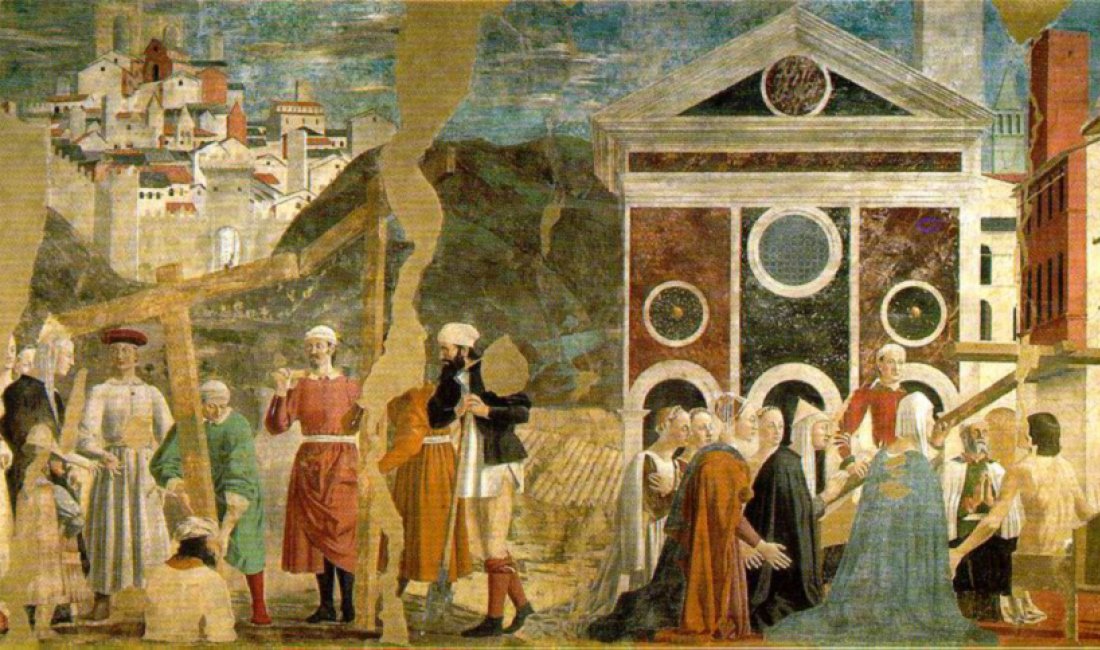 Un dettaglio delle Storie della vera Croce di Piero della Francesca ad Arezzo