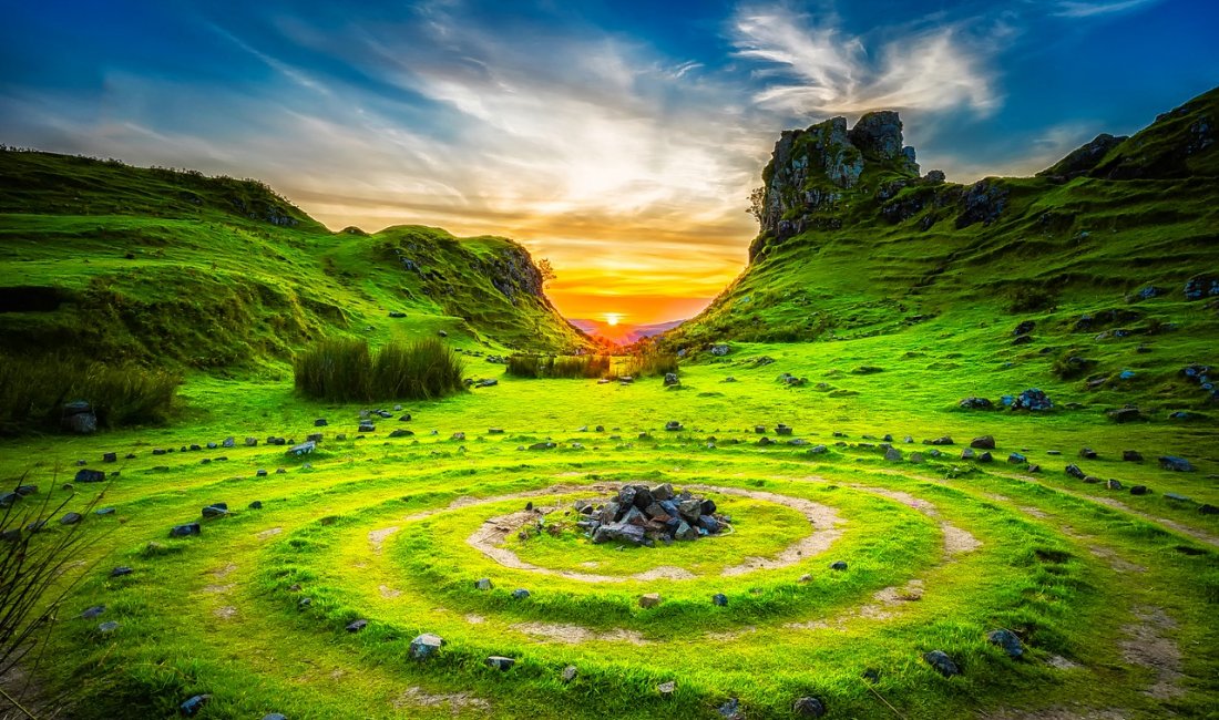 Isola di Skye, Fairy Glen al tramonto